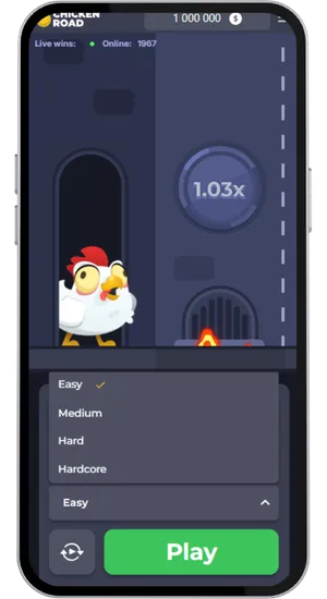 Choosing difficulty level in Chicken Road